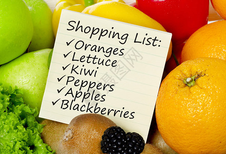 水果和蔬菜的购物清单图片