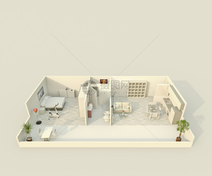 家庭公寓的3d建筑模型图片