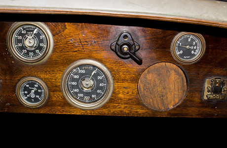 老式汽车上的老式指挥板和车速表图片