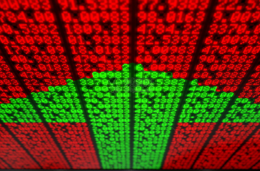 数字股市指示板的平坦部分绿色数字构图片