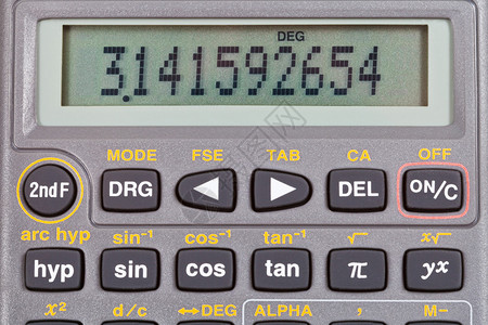 具有数学函数的科学计算器显示的数字图片
