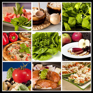 9种不同食物类的拼在一起图片