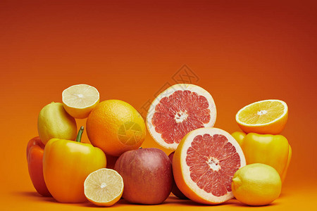 近距离观看新鲜熟的柑橘仁水果和橙图片