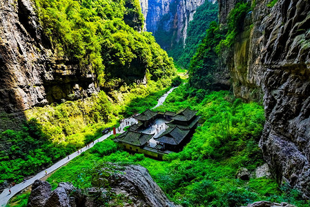 重庆武隆公园世界遗产景观中背景图片