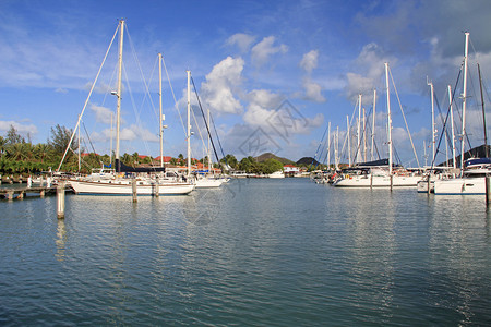 游艇停靠在安提瓜和巴布达西印度群岛加勒比小安的列斯群岛图片