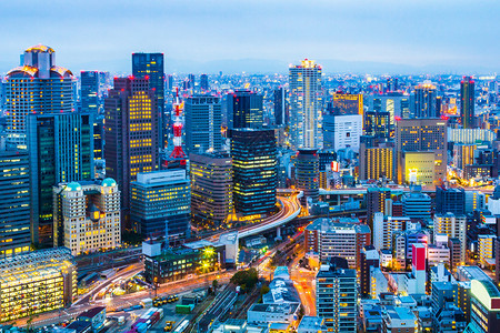日本大阪市天际线之夜图片