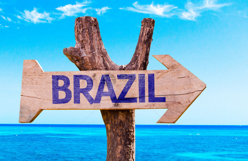 巴西的木牌背景上带有自然图片