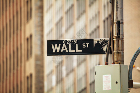 美国纽约市的华尔街标志图片