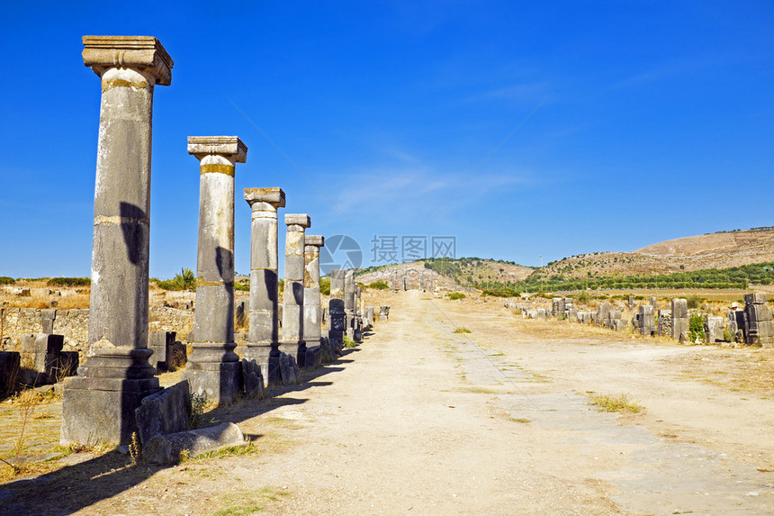 Volubilis北非摩洛哥罗马Basi图片