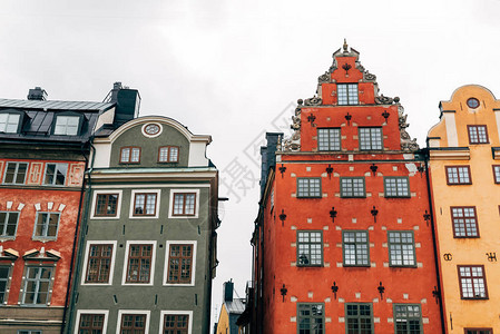 瑞典斯德哥尔摩老城的市景观色彩缤图片