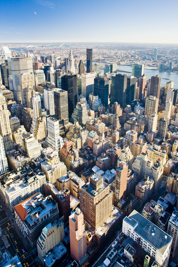 从美国纽约市帝国大厦的曼哈顿大景图片