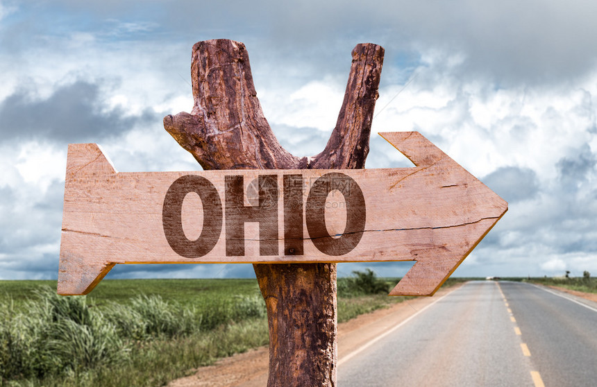 俄亥州木牌背景为农业景观图片