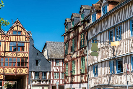 法国诺曼底Rouen老城传统半平板房屋图片