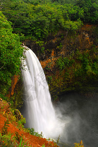 夏威夷Kauai夏威夷Wailua瀑布图片