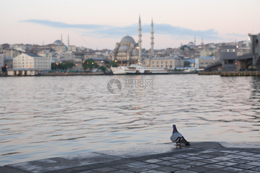 伊斯坦布尔的黎明土耳其伊斯坦布尔金角湾对岸的加拉塔桥附近的图片