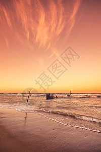 在Dicky海滩的SSDicky船难澳洲QLD阳光海图片