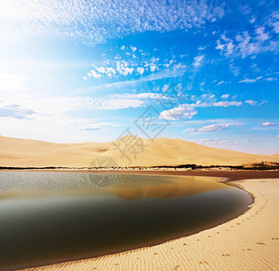 沙漠中的湖图片