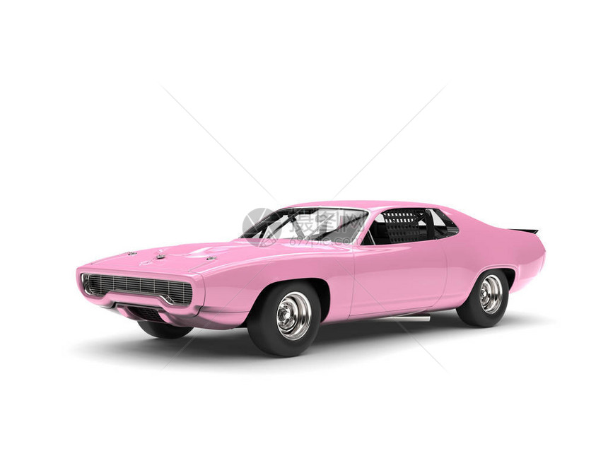 明亮漂的粉红色古董赛车图片