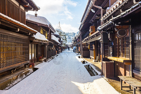 日本高山古城的冬天图片