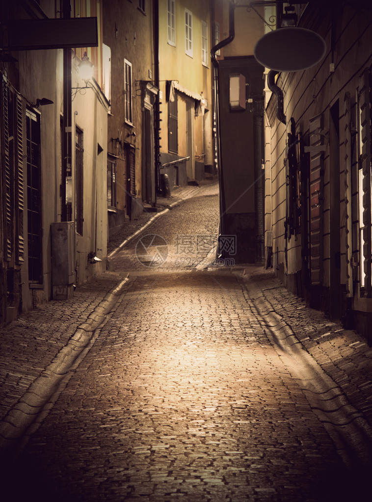 夜里在斯德哥尔摩老城图片
