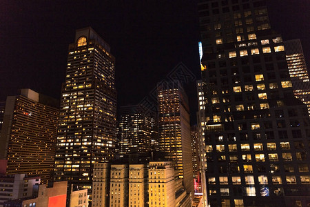 纽约城市的城市景点晚图片