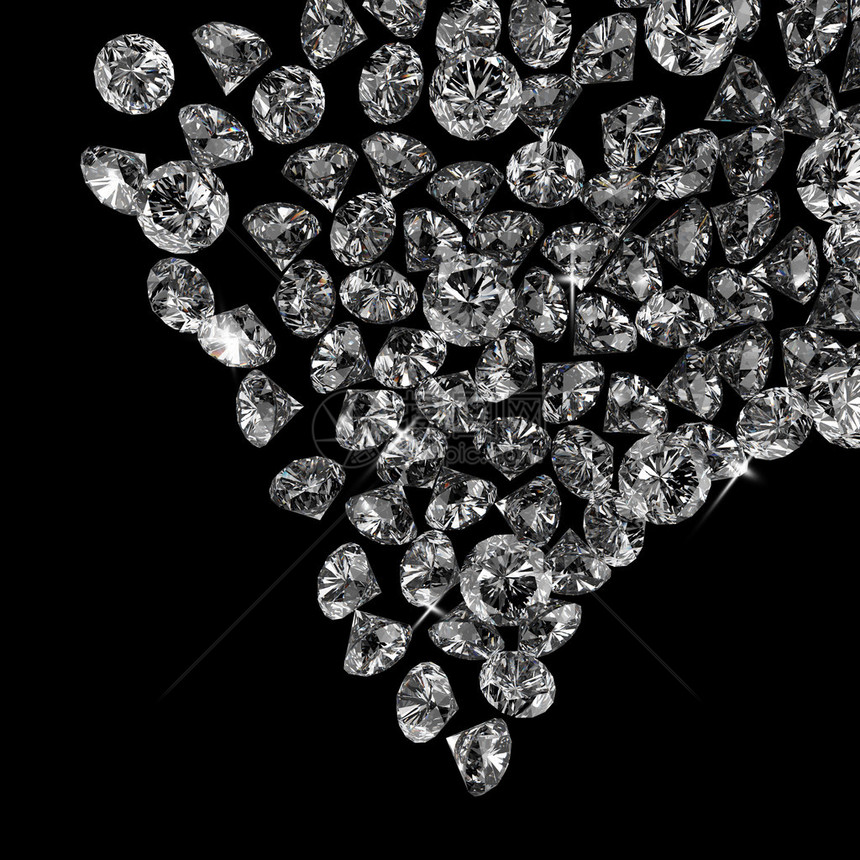 黑背景3d钻石组图片