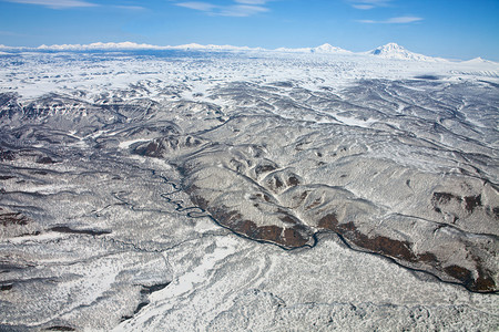 喀里姆斯基火山丘陵的景象背景图片