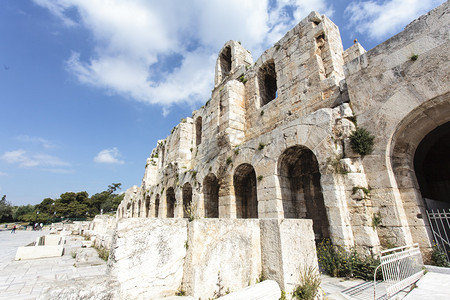 希腊欧洲雅典的HerodesAtticus古希腊剧院OdeonOd图片