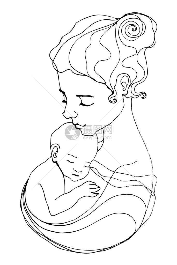 插图的母亲和孩子图片