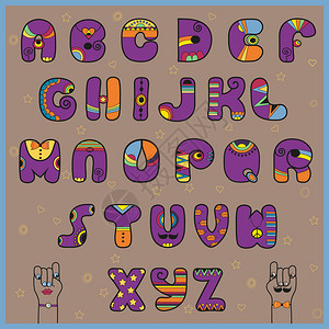 字母顺序有趣的紫色和橙图片
