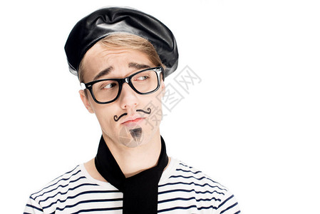 带着胡子的可怜的法国男人眼镜中的胡子图片