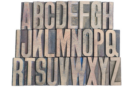 古老的木纸质印刷字母表压缩图片