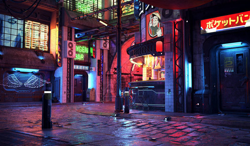 Cyberpunk或SciFi城市图片