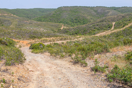 在葡萄牙阿尔加夫Aljezur带森林和植被的高清图片
