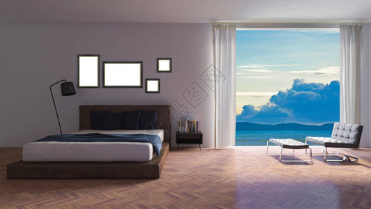 海边房间的3ds渲染图像图片