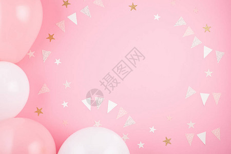 粉红色上的女孩派对配饰邀请生日单身派对婴图片