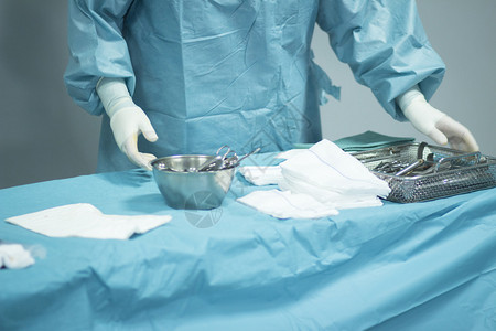 医院急诊手术室动脉镜检查钥匙孔手术设备和外科医生照片单位图片
