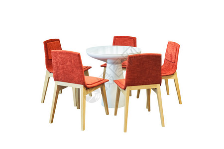 会议圆桌会议和红色办公椅用于会议隔离图片