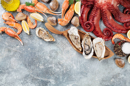 海食章鱼牡蛎龙虾烤蛤图片