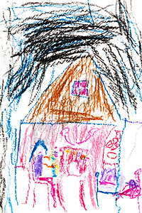 儿童画晚上在粉红乡村之图片