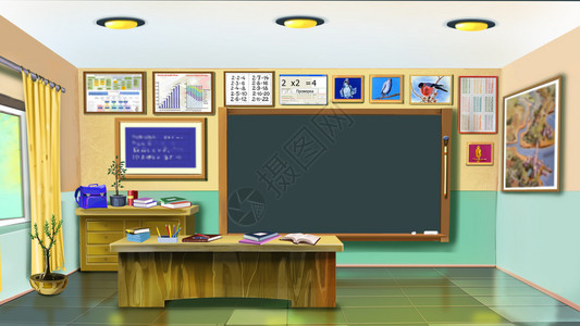 教室内部的壁画背景图片