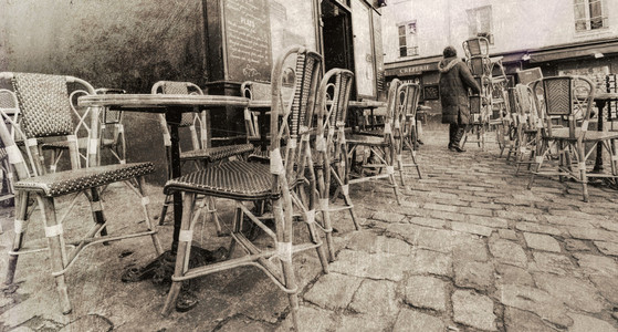巴黎的户外餐桌复古景色图片