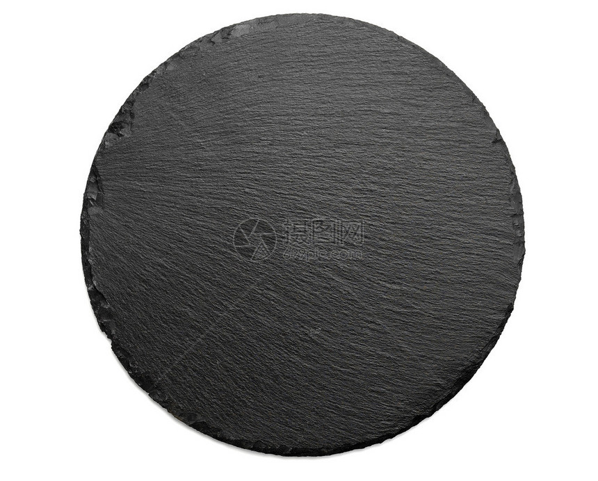 孤立的黑色圆形石板菜图片