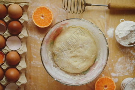 烘焙配料面粉木勺擀面杖鸡蛋自制馅饼酵母面团和图片