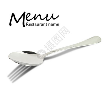 餐饮菜单设计白面上隔离的有叉图片