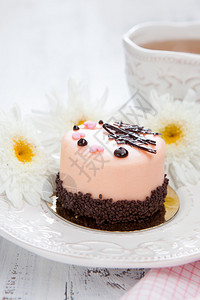甜点美味甜的粉红蛋糕白图片