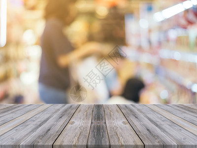 商场模糊商店上的透视灰色木材可用于展示或蒙太奇您的产品图片