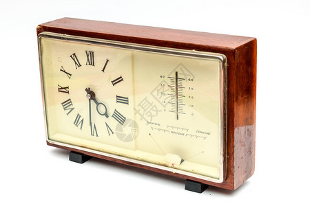 带温度计的旧台钟图片