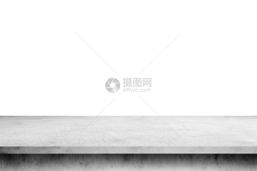在白色背景上隔绝的水泥架板供图片
