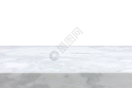 白色背景中突显的白色大理石桌面图片